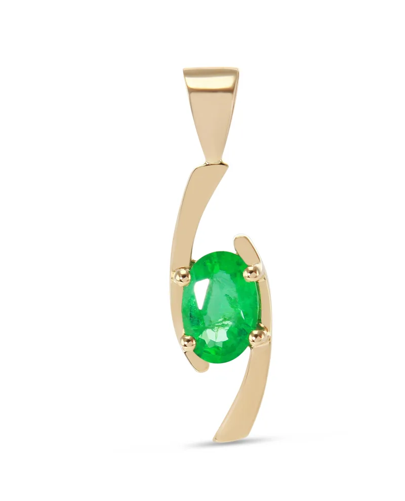 Pendentif Emeraude Ovale 7x5mm Or jaune